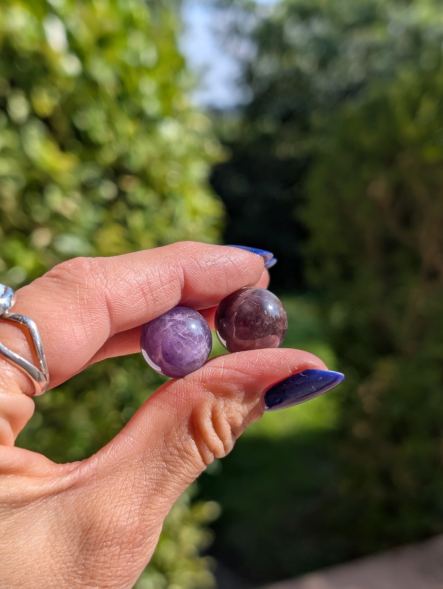 Kleine Mineralkugeln, Rosenquarz, Amethyst, Tigerauge, Karneol