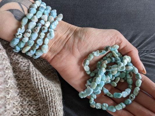 1 Beau bracelet de larimar poignet fin ou moyen - Aurore Lune