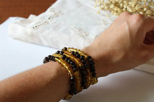 1 Bracelet ambre certifié vert bicolore Lituanie - Aurore Lune