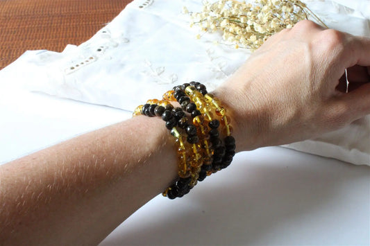 1 Bracelet ambre certifié vert bicolore Lituanie - Aurore Lune