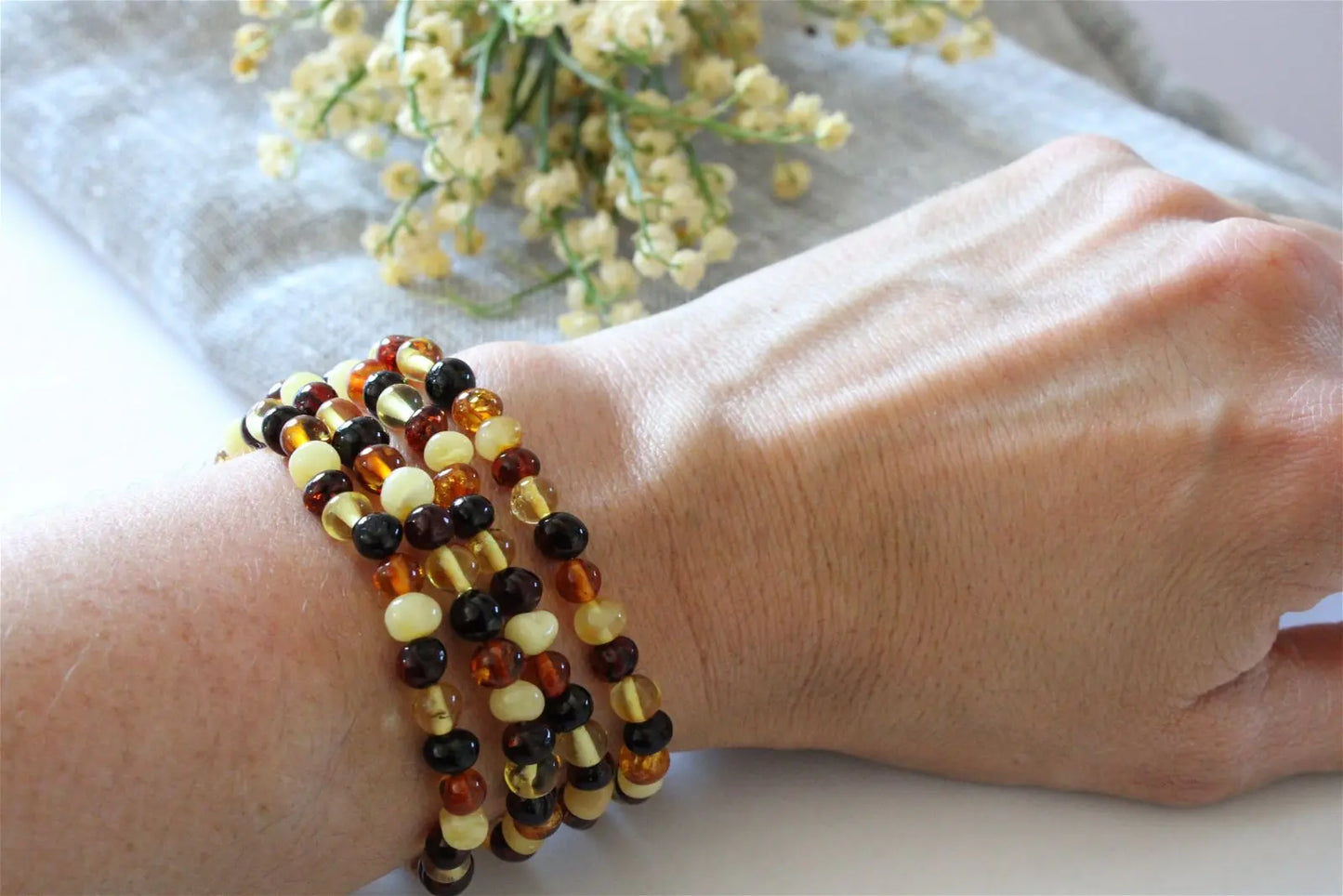 1 Bracelet ambre multicolore Lituanie - Aurore Lune