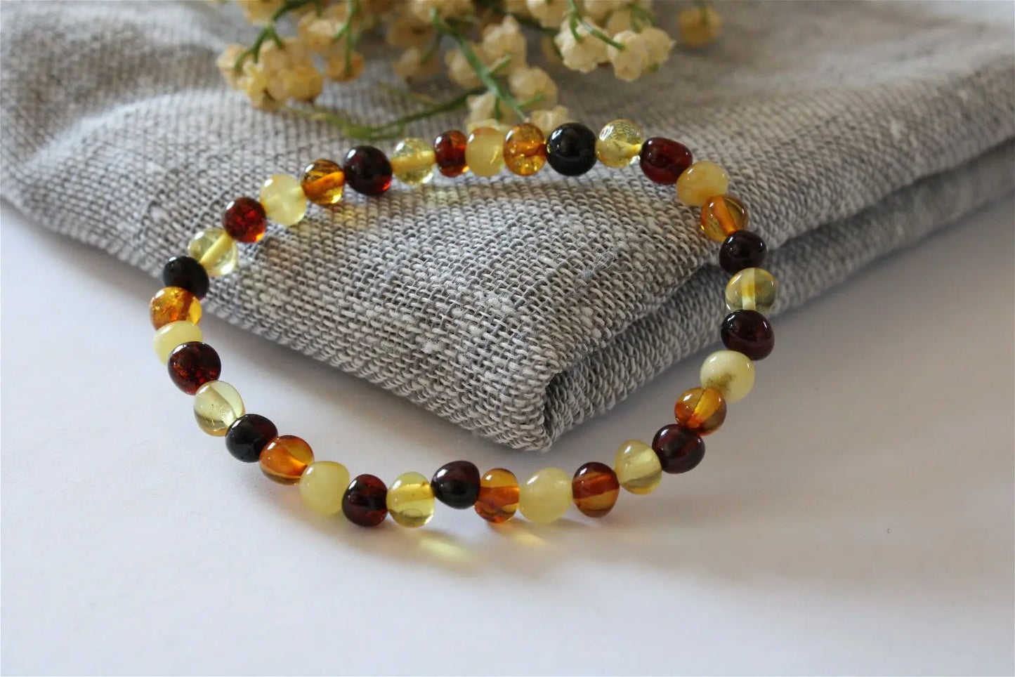 1 Bracelet ambre multicolore Lituanie - Aurore Lune