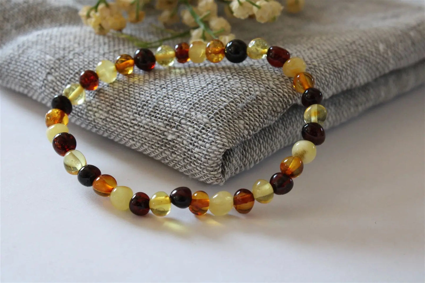 1 Bracelet ambre multicolore Lituanie - Aurore Lune