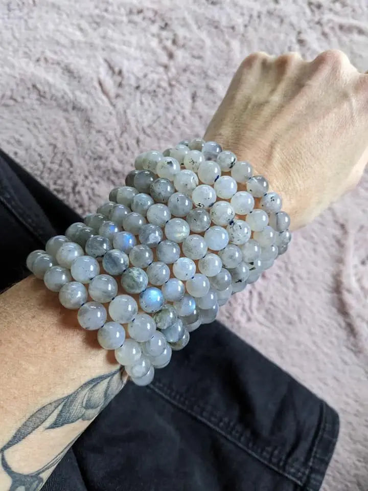 1 Bracelet élastiqué en labradorite 9 mm - Aurore Lune