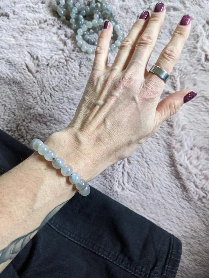1 Bracelet élastiqué en labradorite 9 mm - Aurore Lune