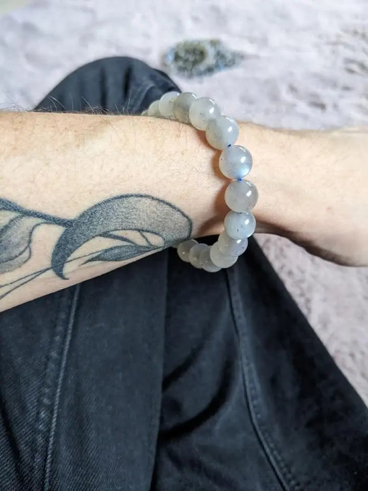 1 Bracelet élastiqué en labradorite 9 mm - Aurore Lune