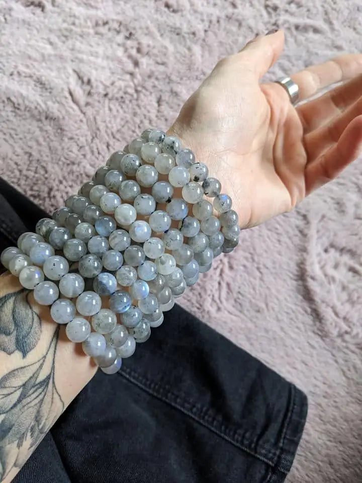 1 Bracelet élastiqué en labradorite 9 mm - Aurore Lune