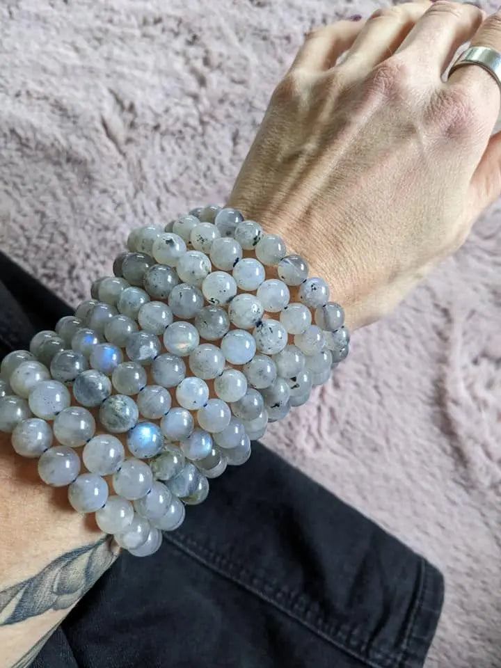 1 Bracelet élastiqué en labradorite 9 mm - Aurore Lune