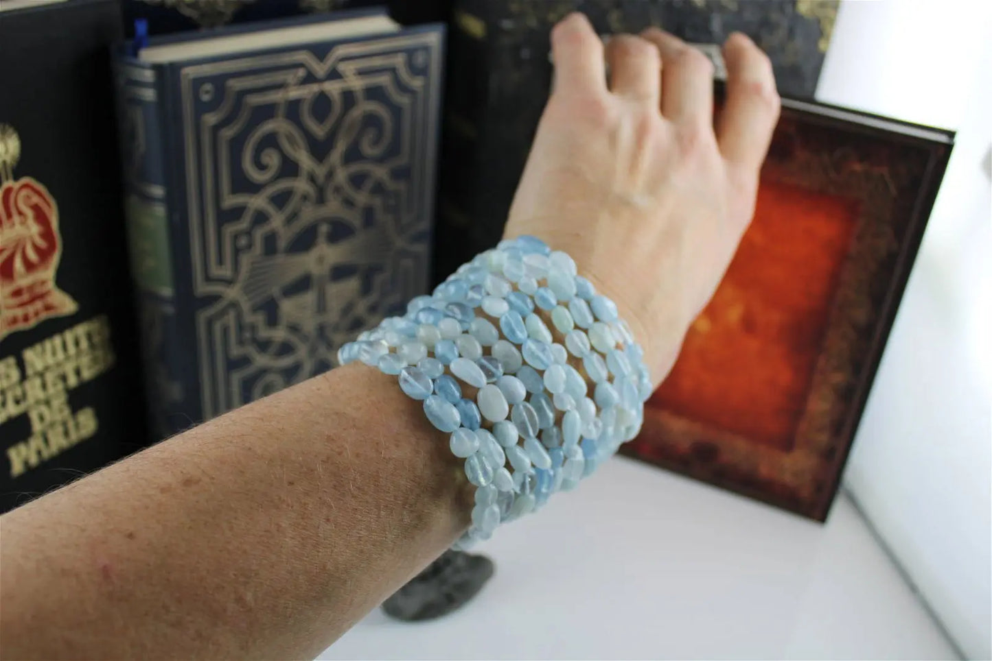 1 Bracelet en aigue marine 16 cm - Aurore Lune