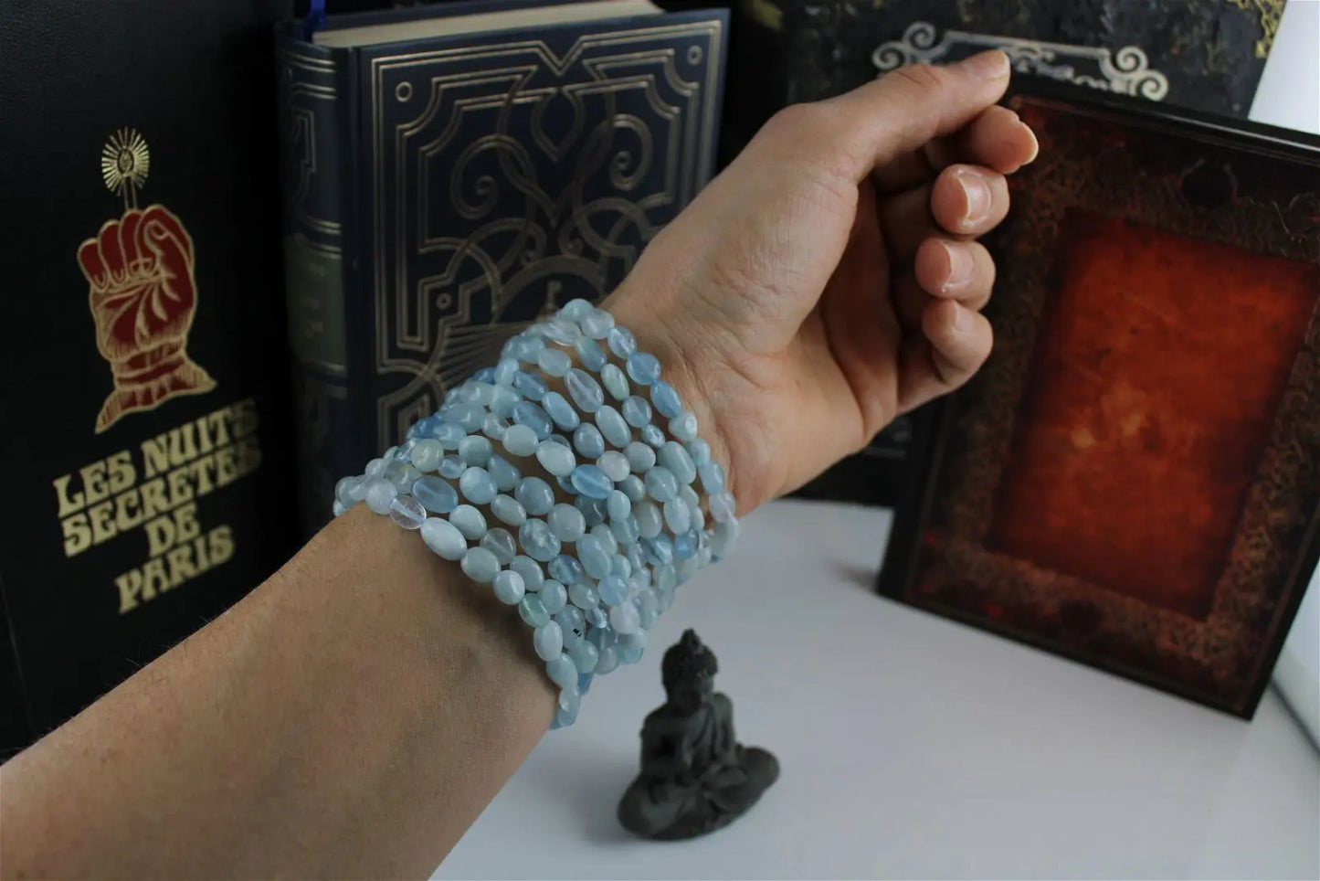 1 Bracelet en aigue marine 16 cm - Aurore Lune