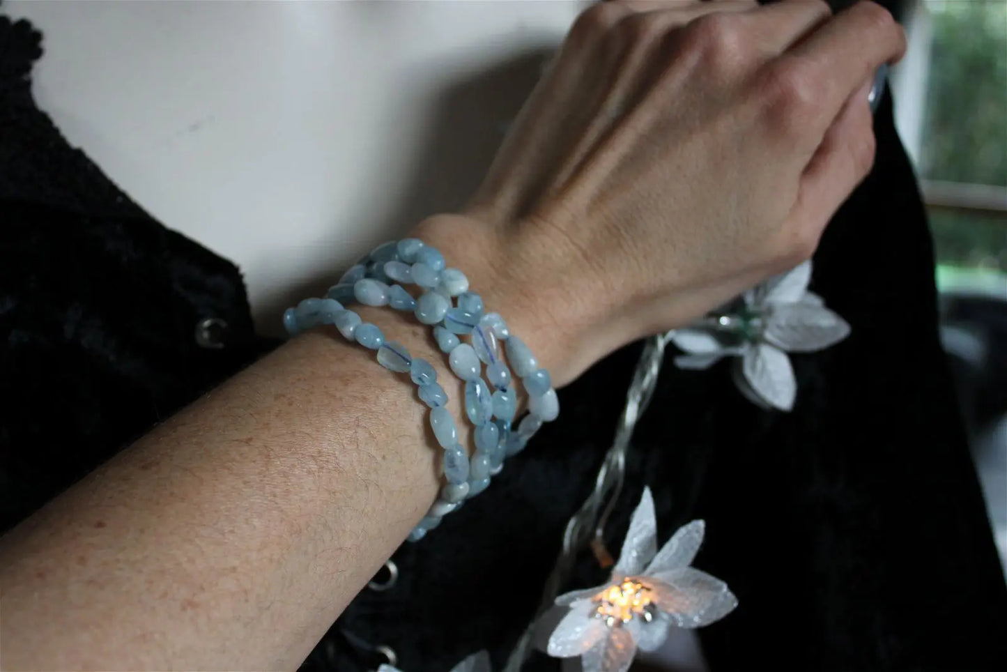 1 Bracelet en aigue marine 17 cm - Aurore Lune