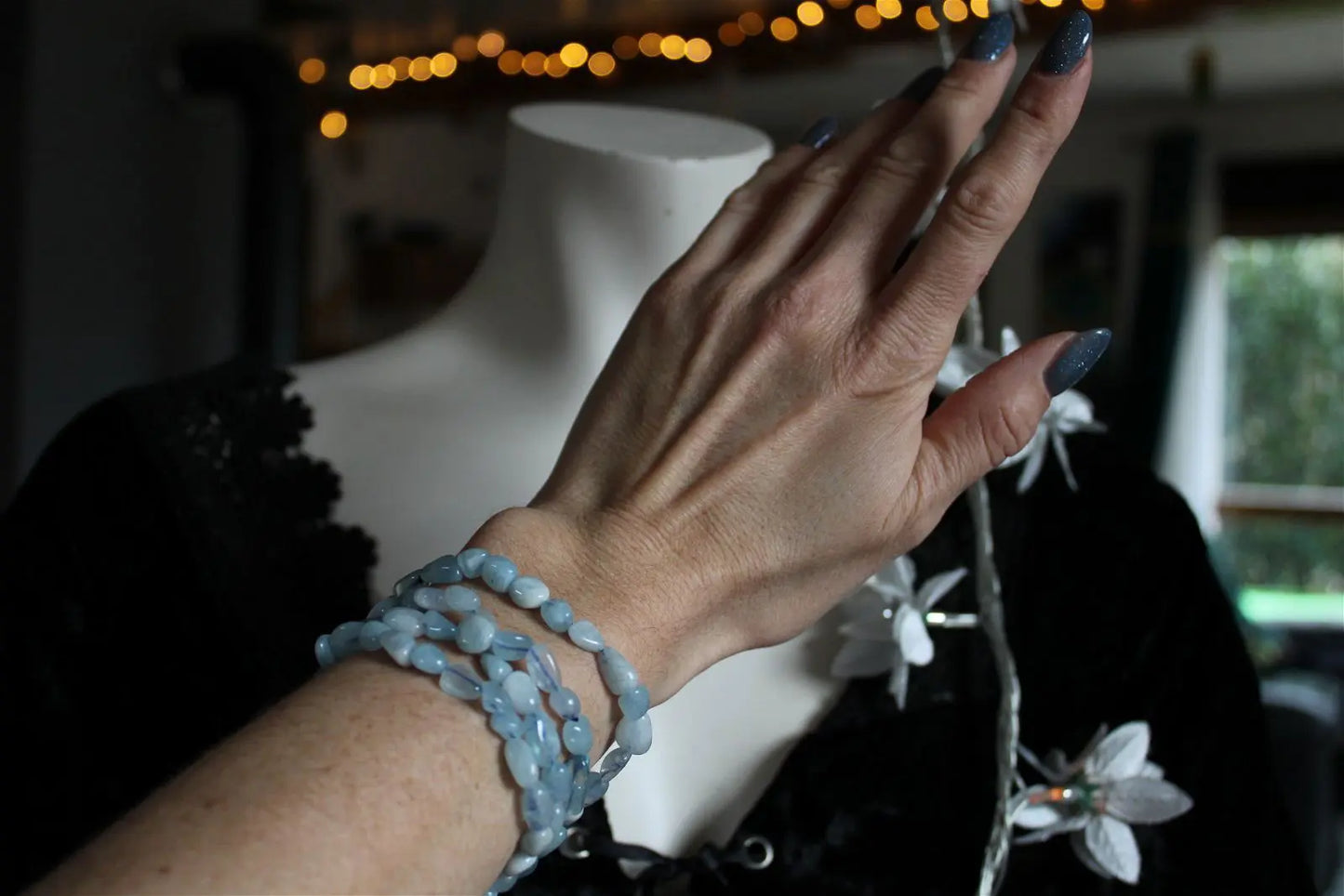 1 Bracelet en aigue marine 17 cm - Aurore Lune