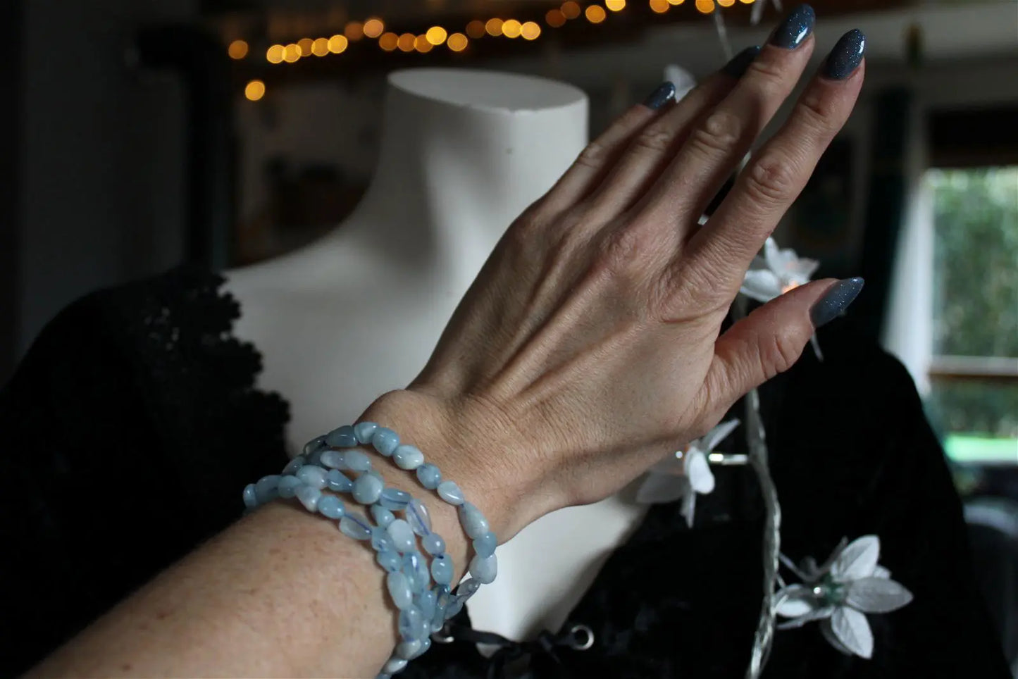 1 Bracelet en aigue marine 17 cm - Aurore Lune