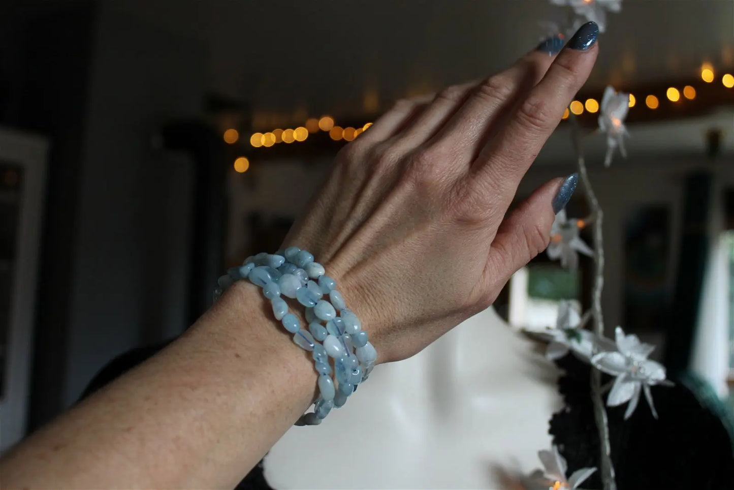 1 Bracelet en aigue marine 17 cm - Aurore Lune