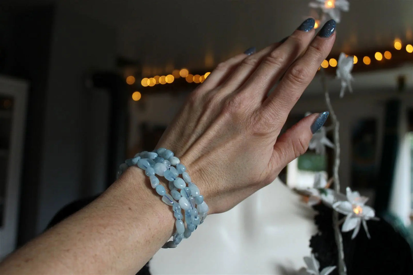 1 Bracelet en aigue marine 17 cm - Aurore Lune
