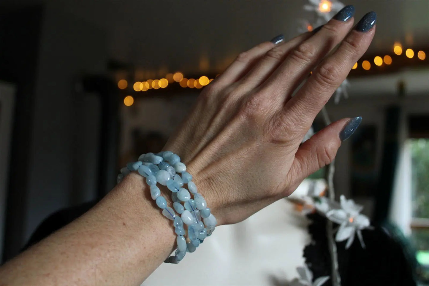 1 Bracelet en aigue marine 17 cm - Aurore Lune