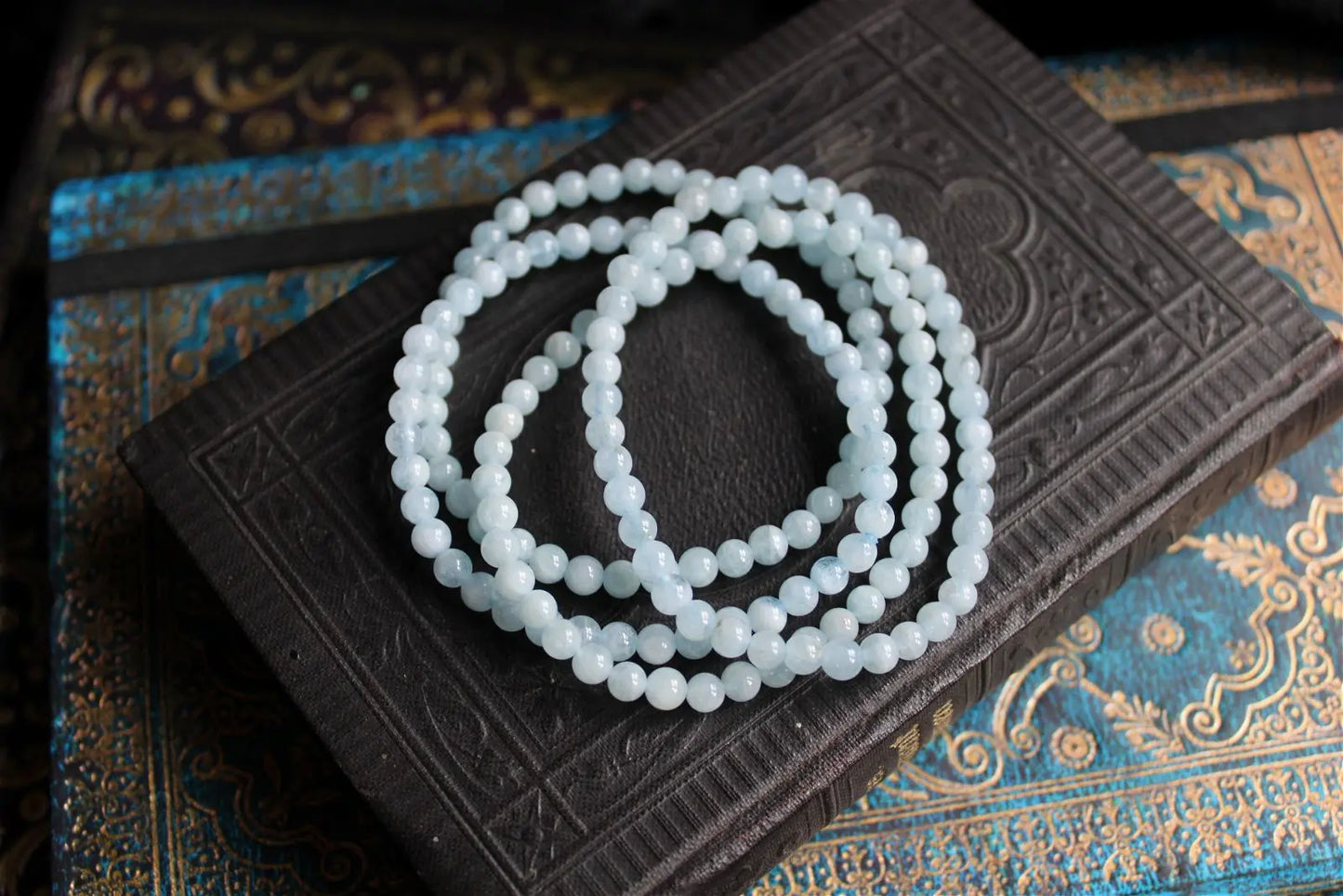 1 Bracelet en aigue marine 4mm 16 cm - Aurore Lune