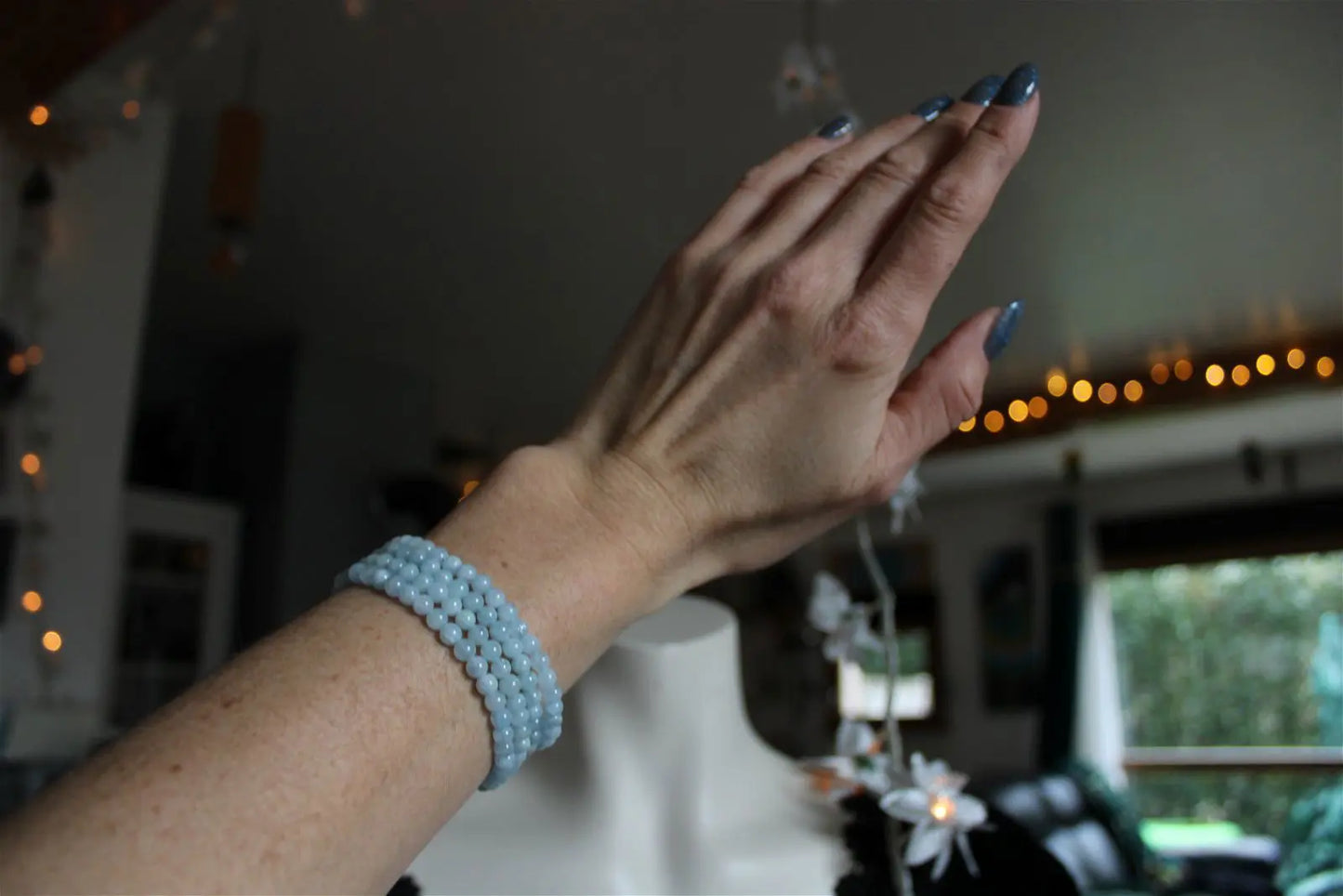 1 Bracelet en aigue marine 4mm 16 cm - Aurore Lune