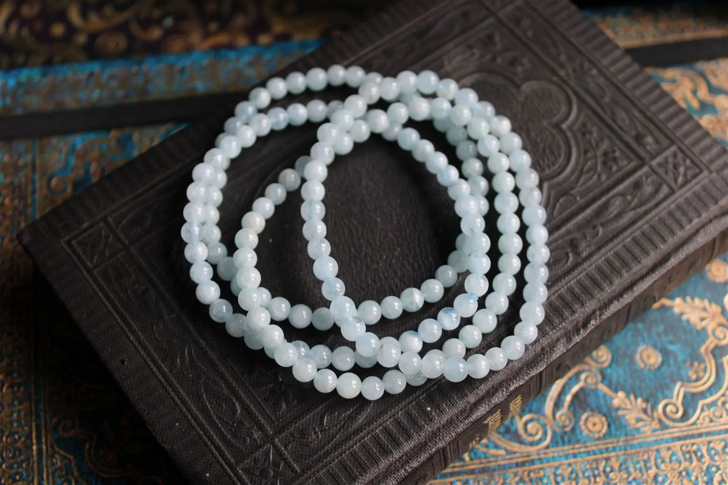 1 Bracelet en aigue marine 4mm 16 cm - Aurore Lune