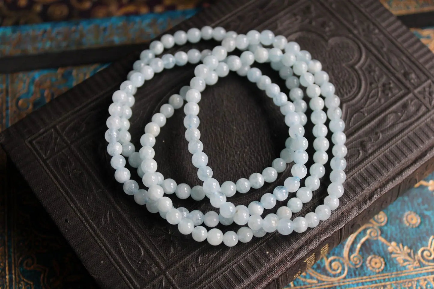 1 Bracelet en aigue marine 4mm 16 cm - Aurore Lune