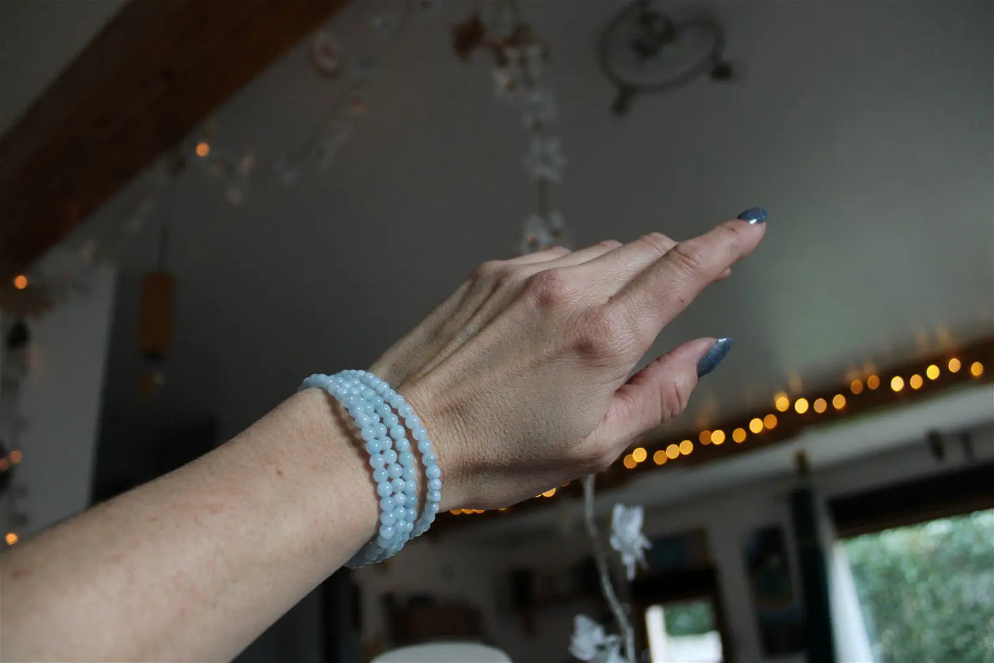 1 Bracelet en aigue marine 4mm 16 cm - Aurore Lune