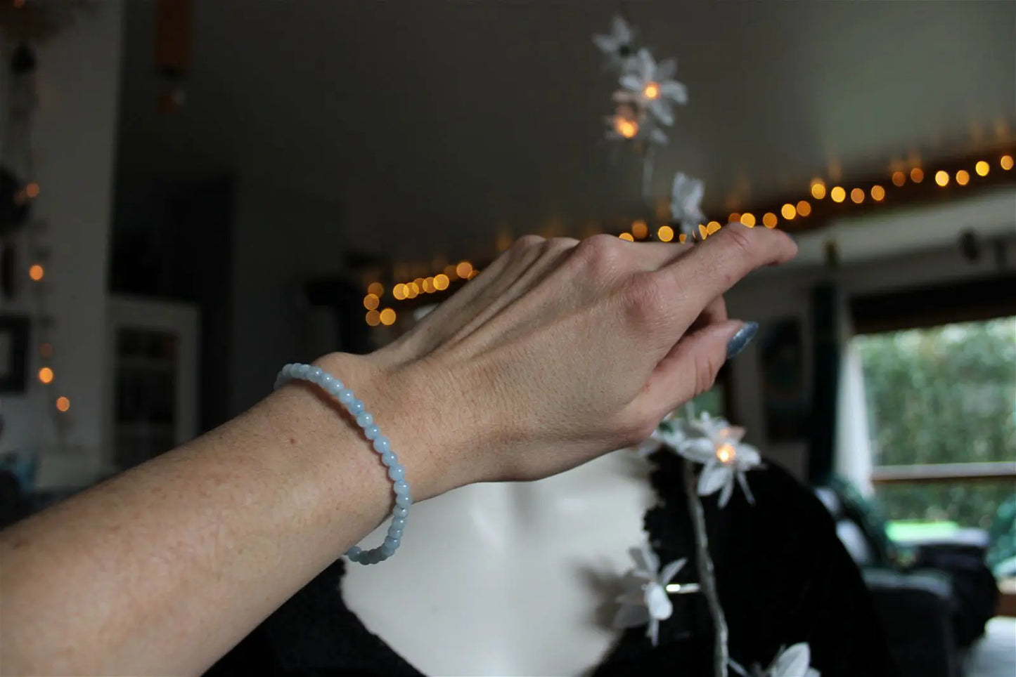 1 Bracelet en aigue marine 4mm 16 cm - Aurore Lune
