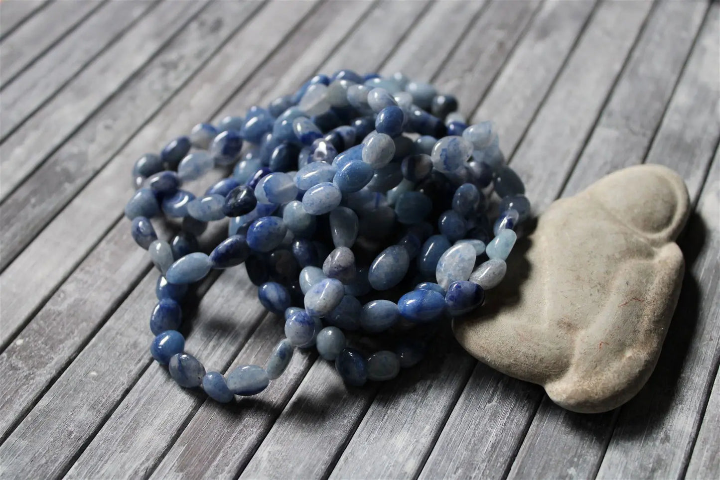 1 Bracelet en aventurine bleue - quartz bleu- 16 cm - Aurore Lune