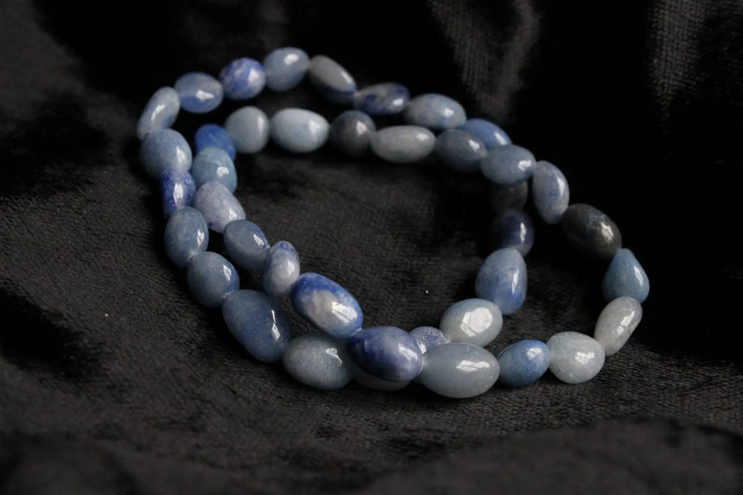 1 Bracelet en aventurine bleue - quartz bleu- 16 cm - Aurore Lune