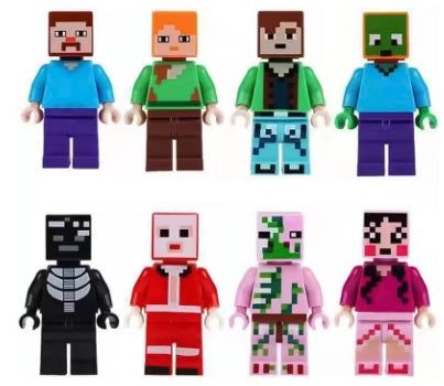 1 Lot inspiration Minecraft™ - 1 lapis lazuli 1 obsidienne et 1 figurine à monter - Aurore Lune