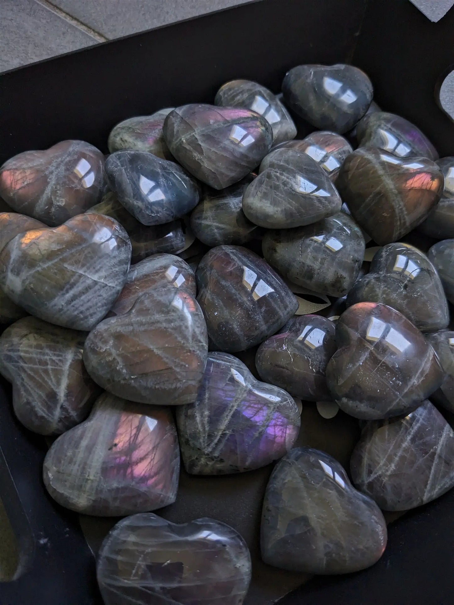 1 Petit coeur labradorite reflets intenses - Aurore Lune