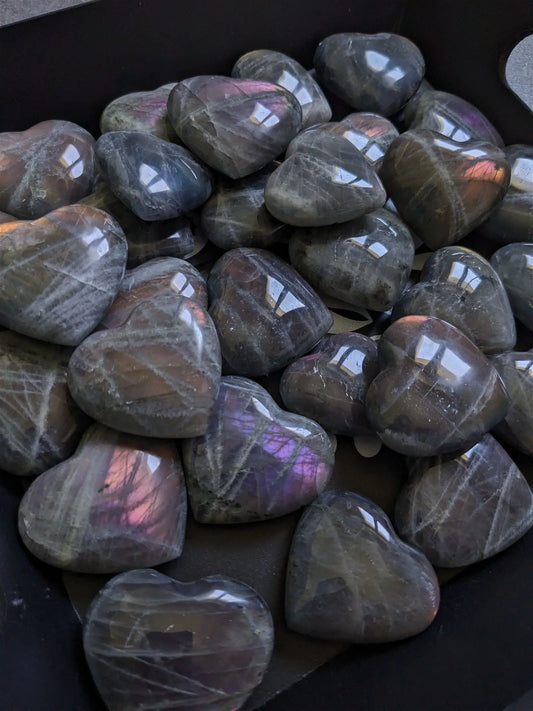 1 Petit coeur labradorite reflets intenses - Aurore Lune
