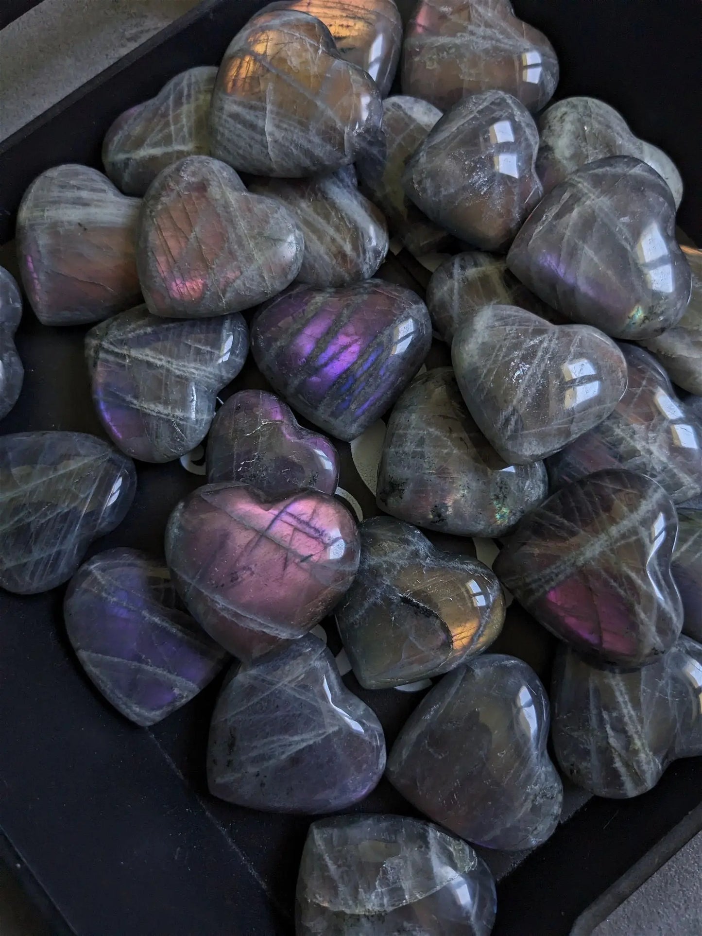 1 Petit coeur labradorite reflets intenses - Aurore Lune