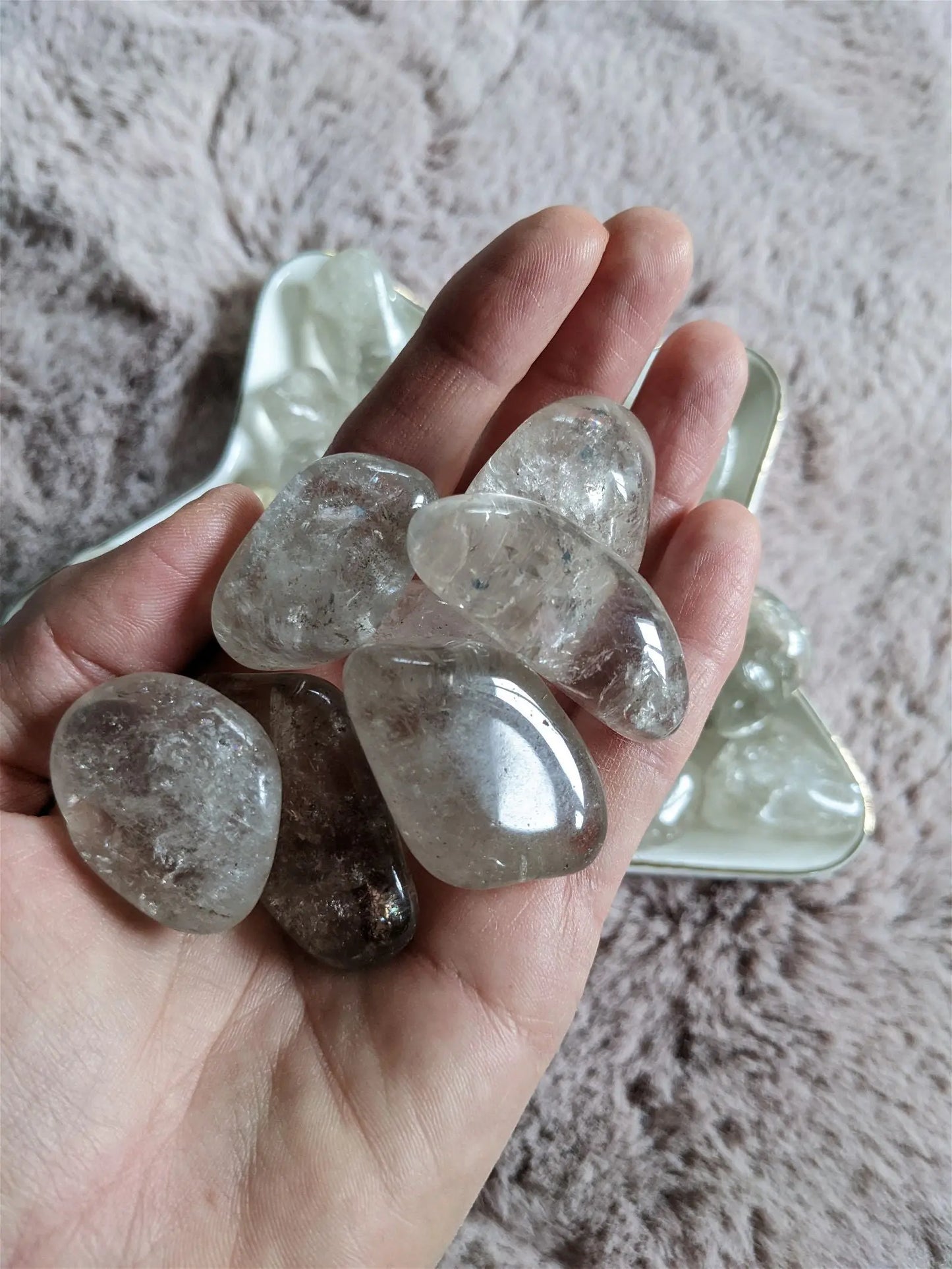 1 Pierre roulée en cristal de roche - Aurore Lune