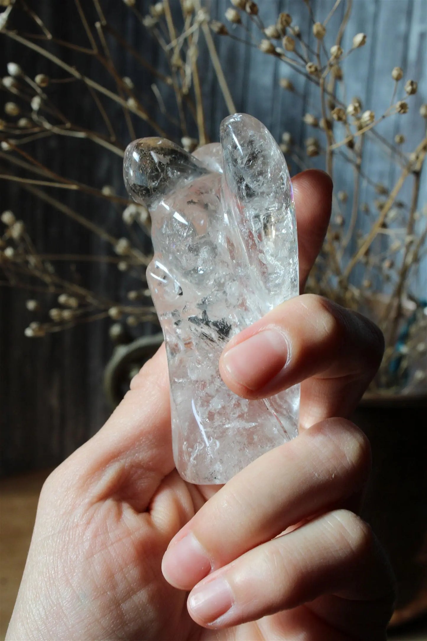 1 bel ange en cristal de roche 8.5 cm *COLIS* - Aurore Lune