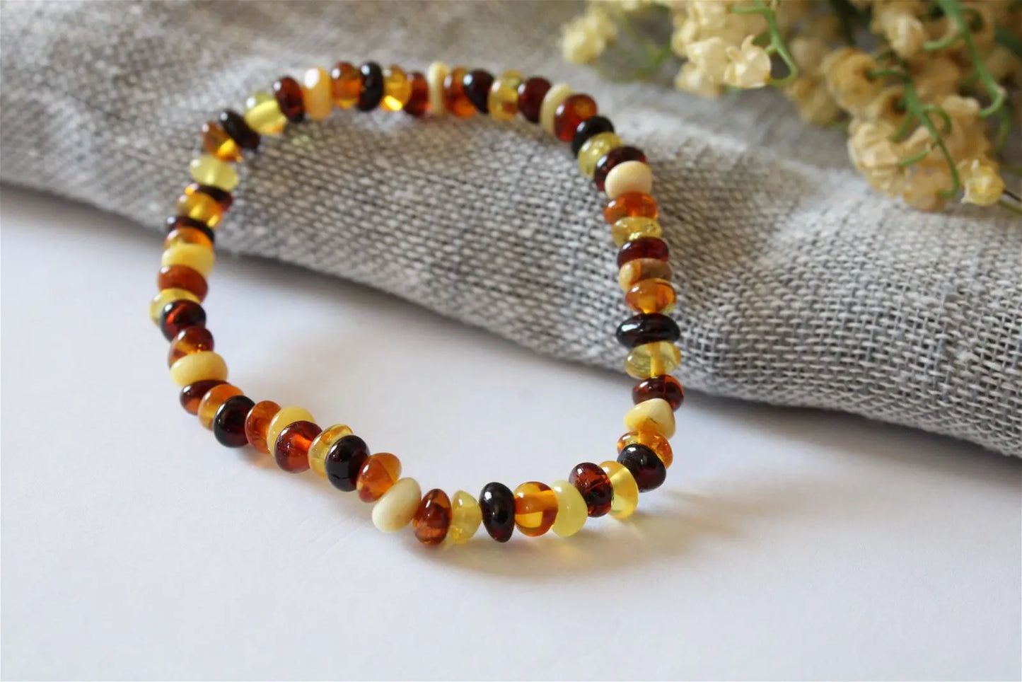 1 bracelet ambre multicolore Lituanie - Aurore Lune