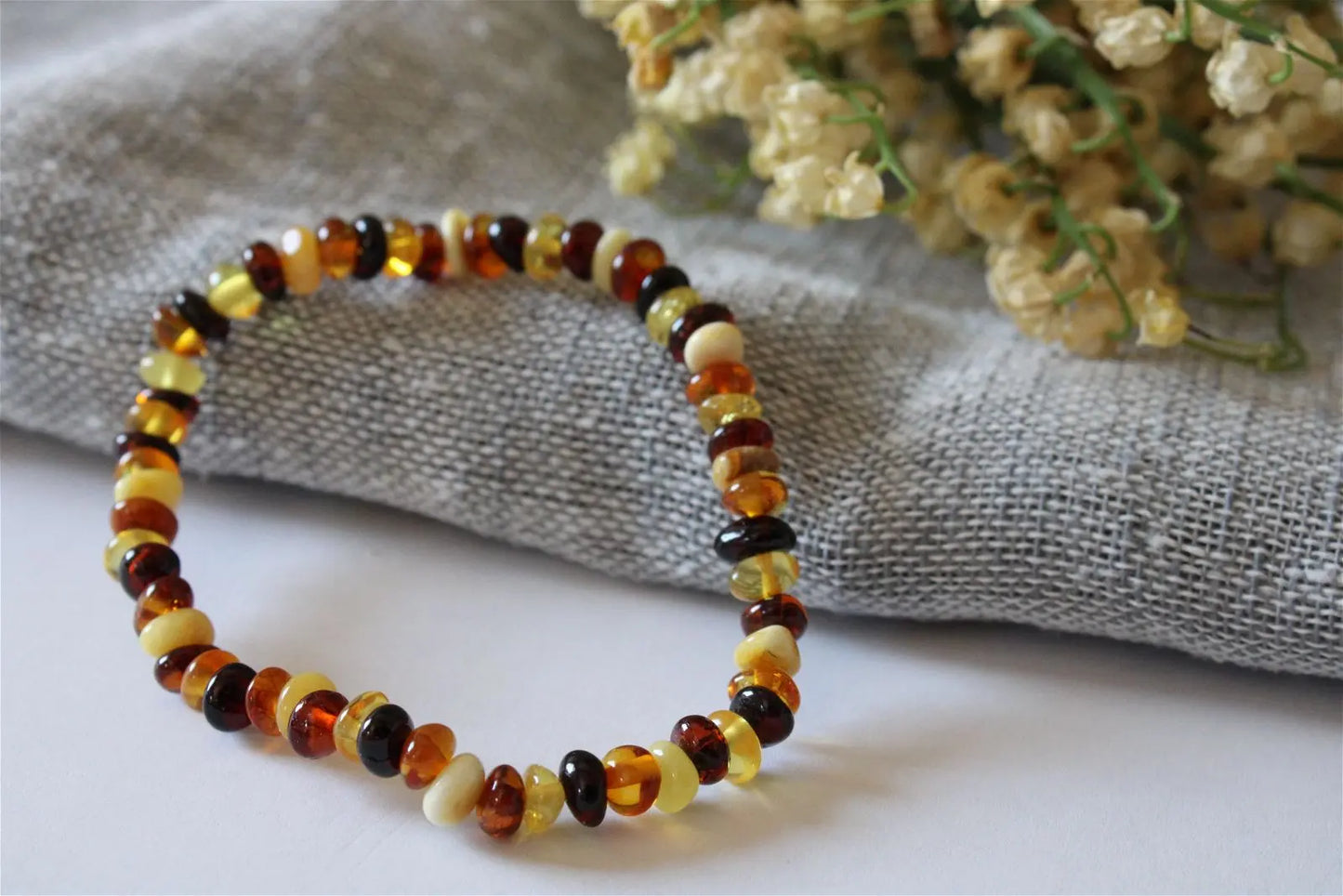 1 bracelet ambre multicolore Lituanie - Aurore Lune