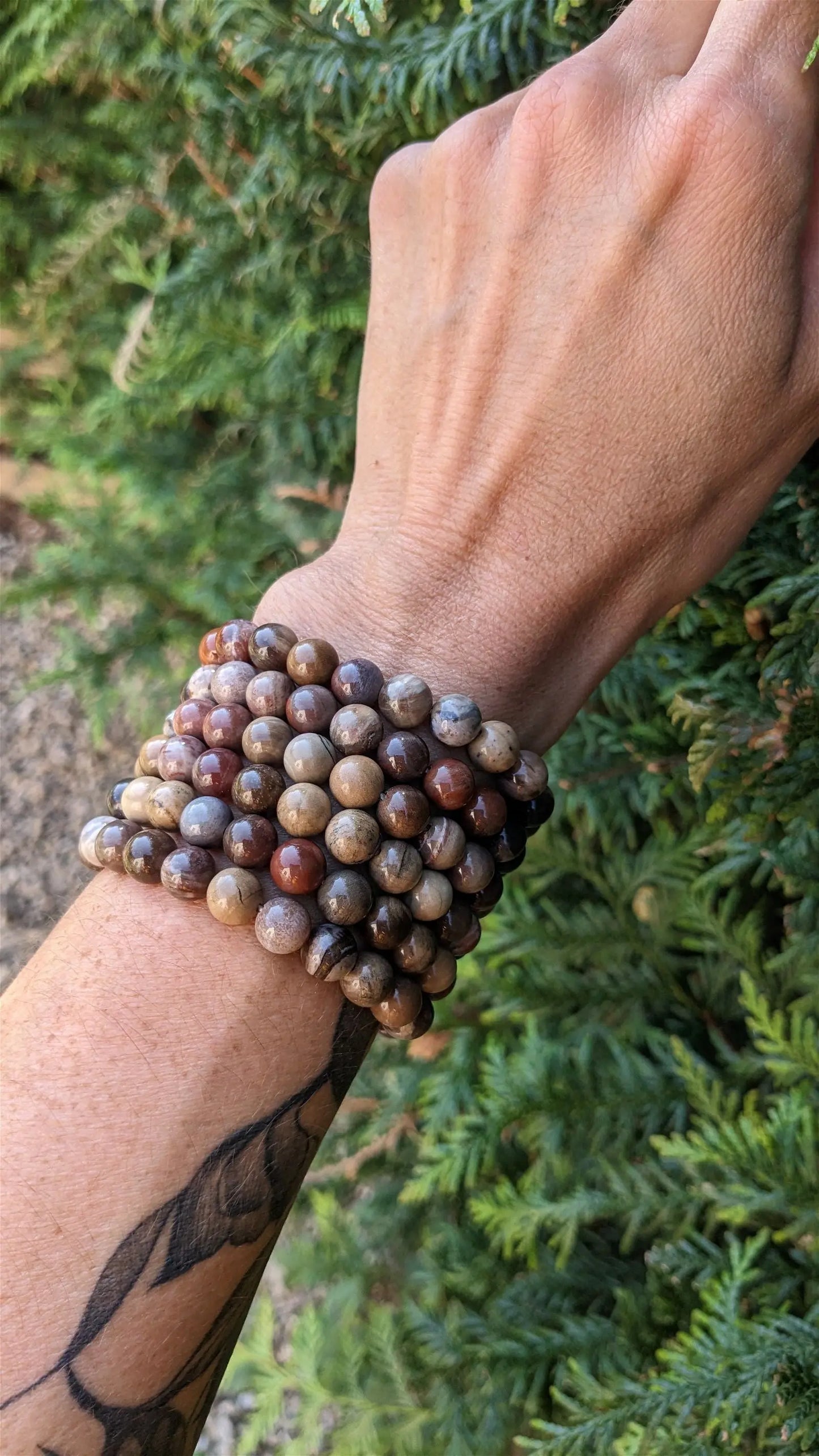 1 bracelet élastique en jaspe - Aurore Lune