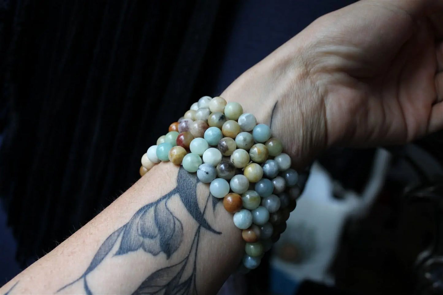 1 bracelet en amazonite élastiqué - Aurore Lune