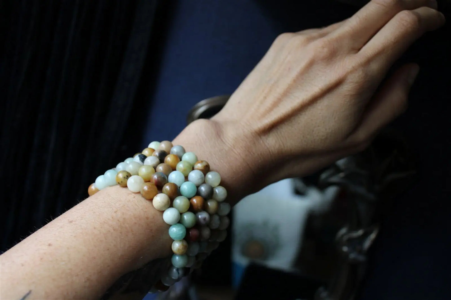 1 bracelet en amazonite élastiqué - Aurore Lune