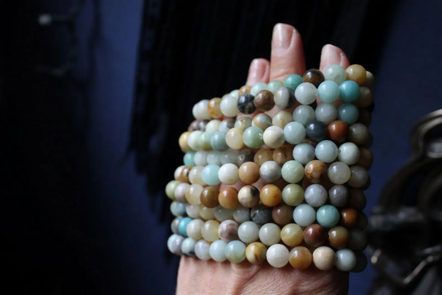 1 bracelet en amazonite élastiqué - Aurore Lune