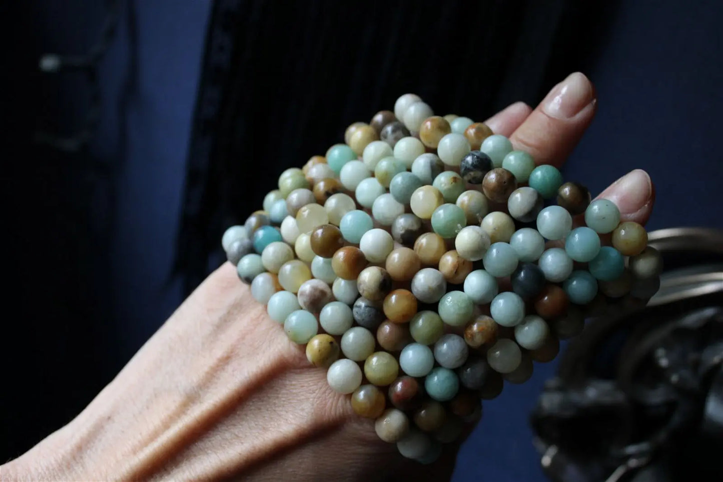 1 bracelet en amazonite élastiqué - Aurore Lune