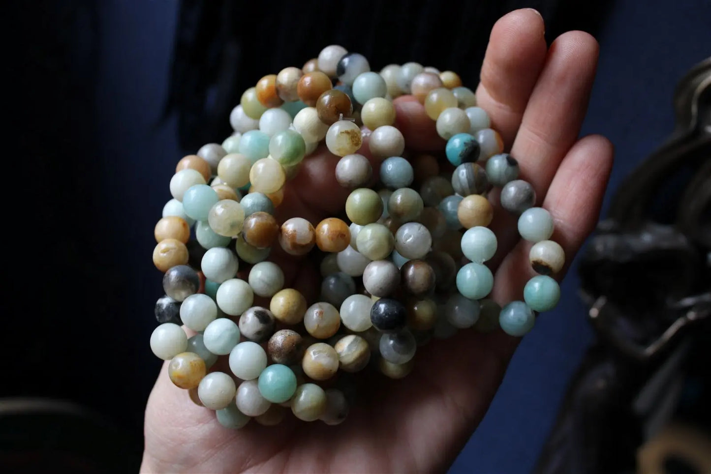 1 bracelet en amazonite élastiqué - Aurore Lune