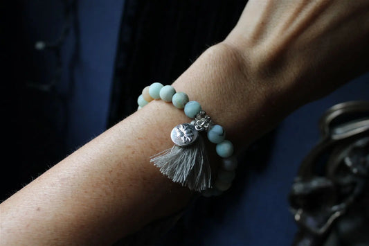 1 bracelet en amazonite frost élastiqué - Aurore Lune