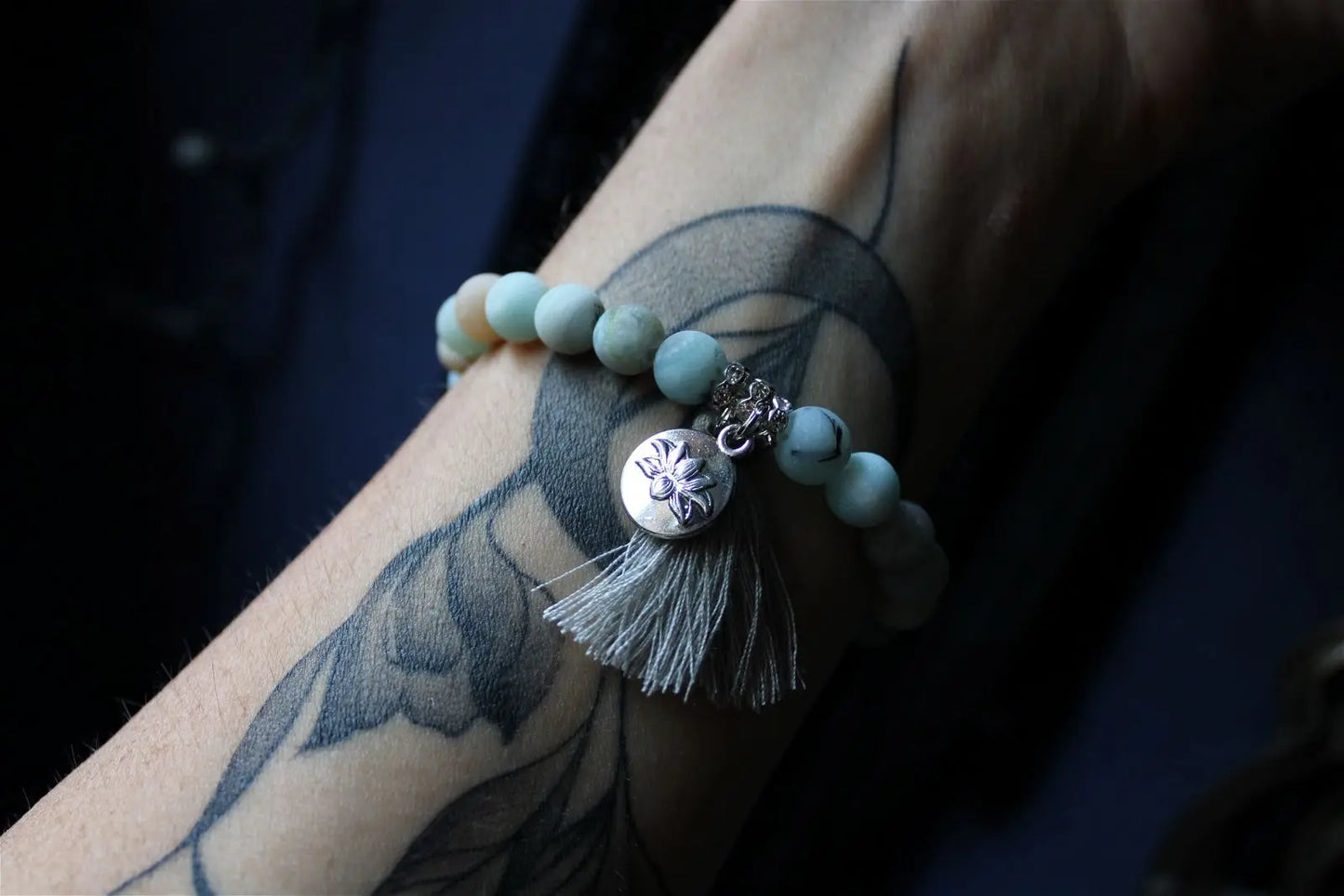1 bracelet en amazonite frost élastiqué - Aurore Lune