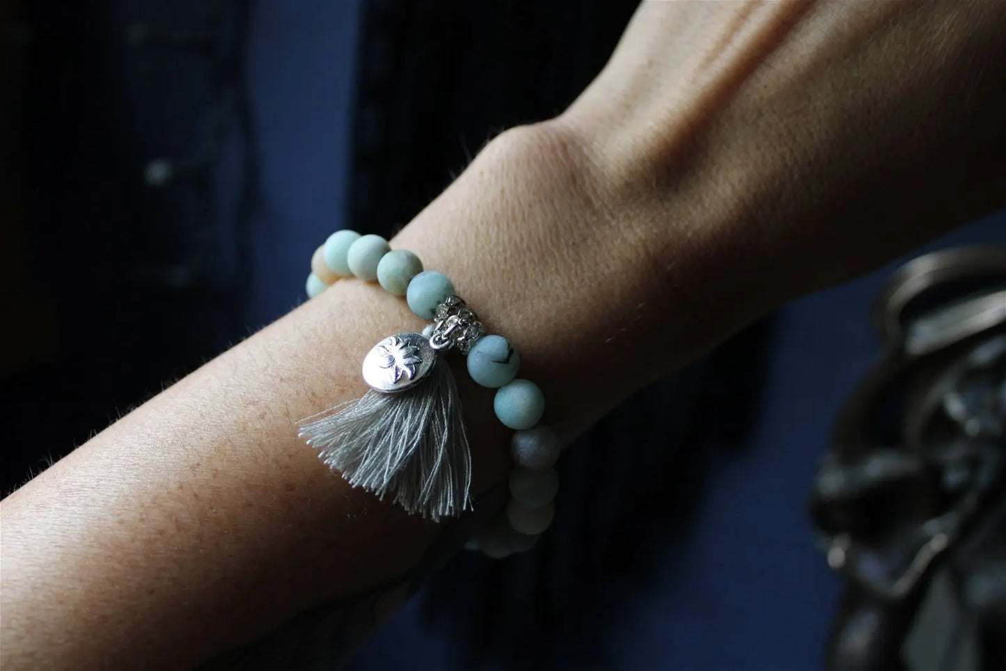 1 bracelet en amazonite frost élastiqué - Aurore Lune
