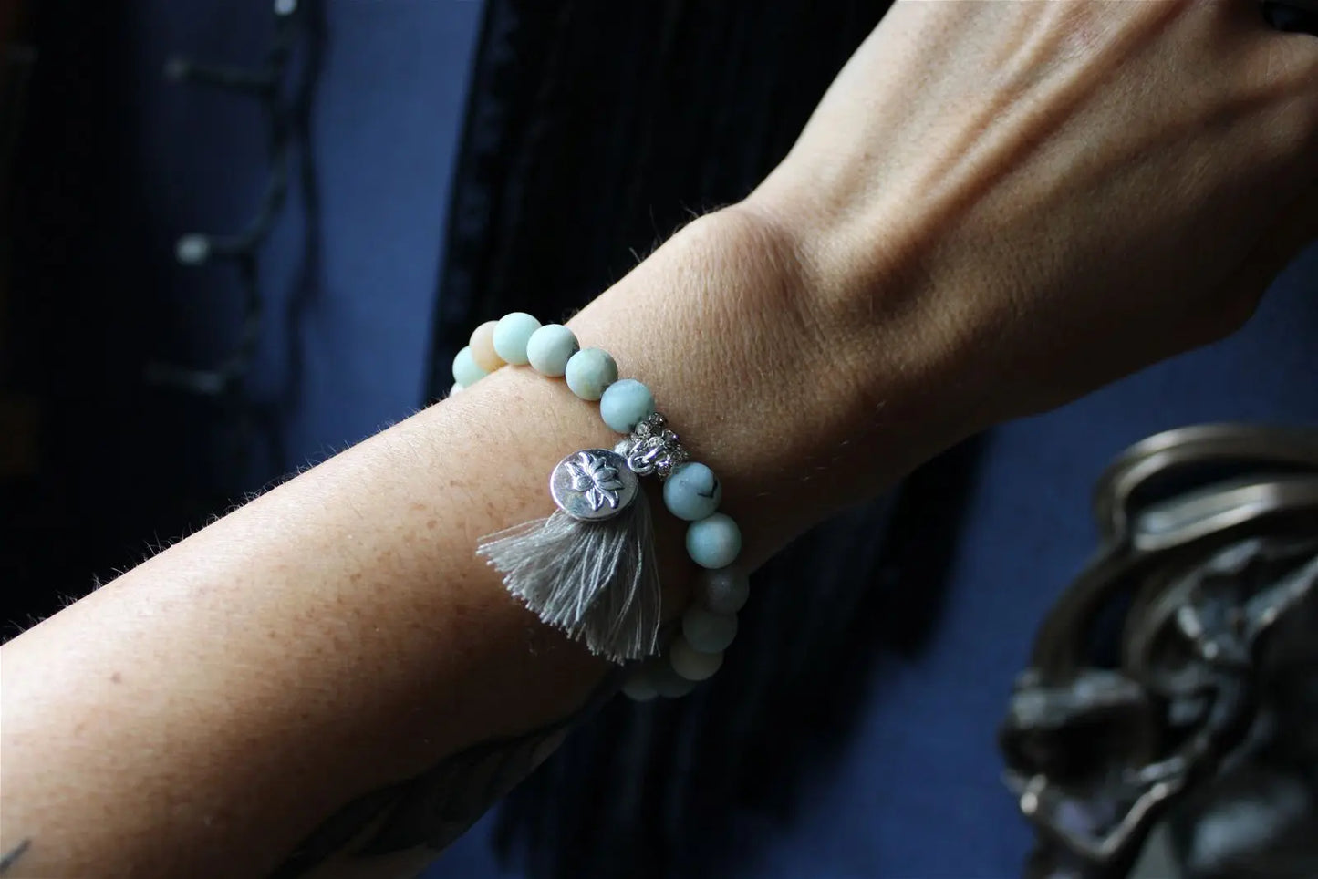 1 bracelet en amazonite frost élastiqué - Aurore Lune