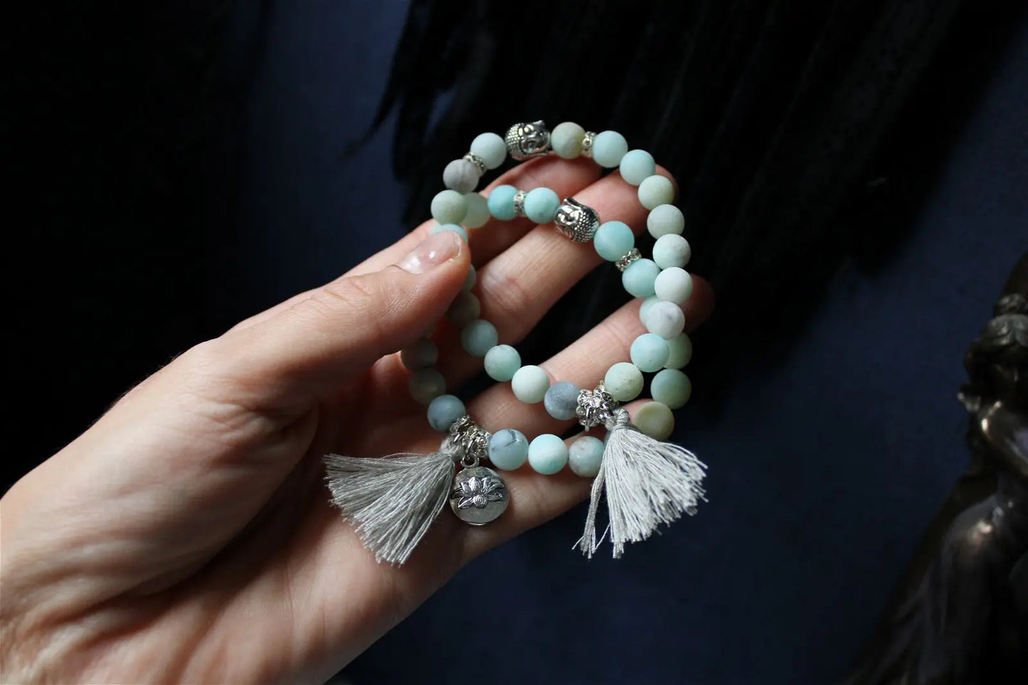 1 bracelet en amazonite frost élastiqué - Aurore Lune