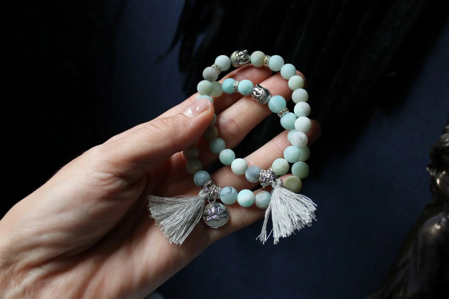 1 bracelet en amazonite frost élastiqué - Aurore Lune