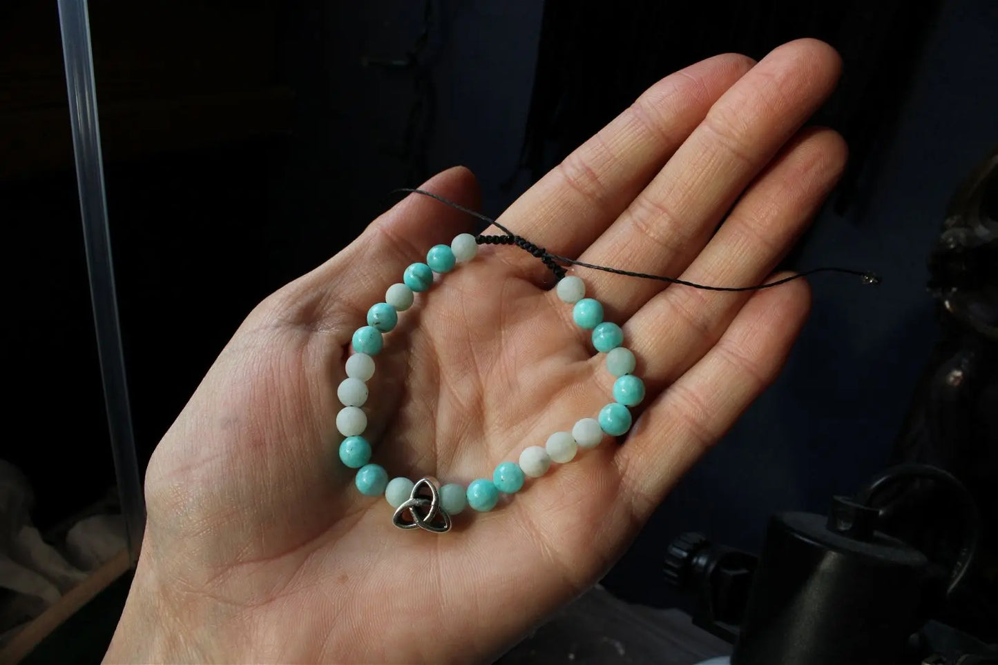 1 bracelet en amazonite grand poignet - Aurore Lune