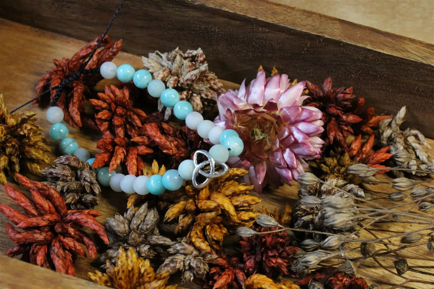 1 bracelet en amazonite grand poignet - Aurore Lune